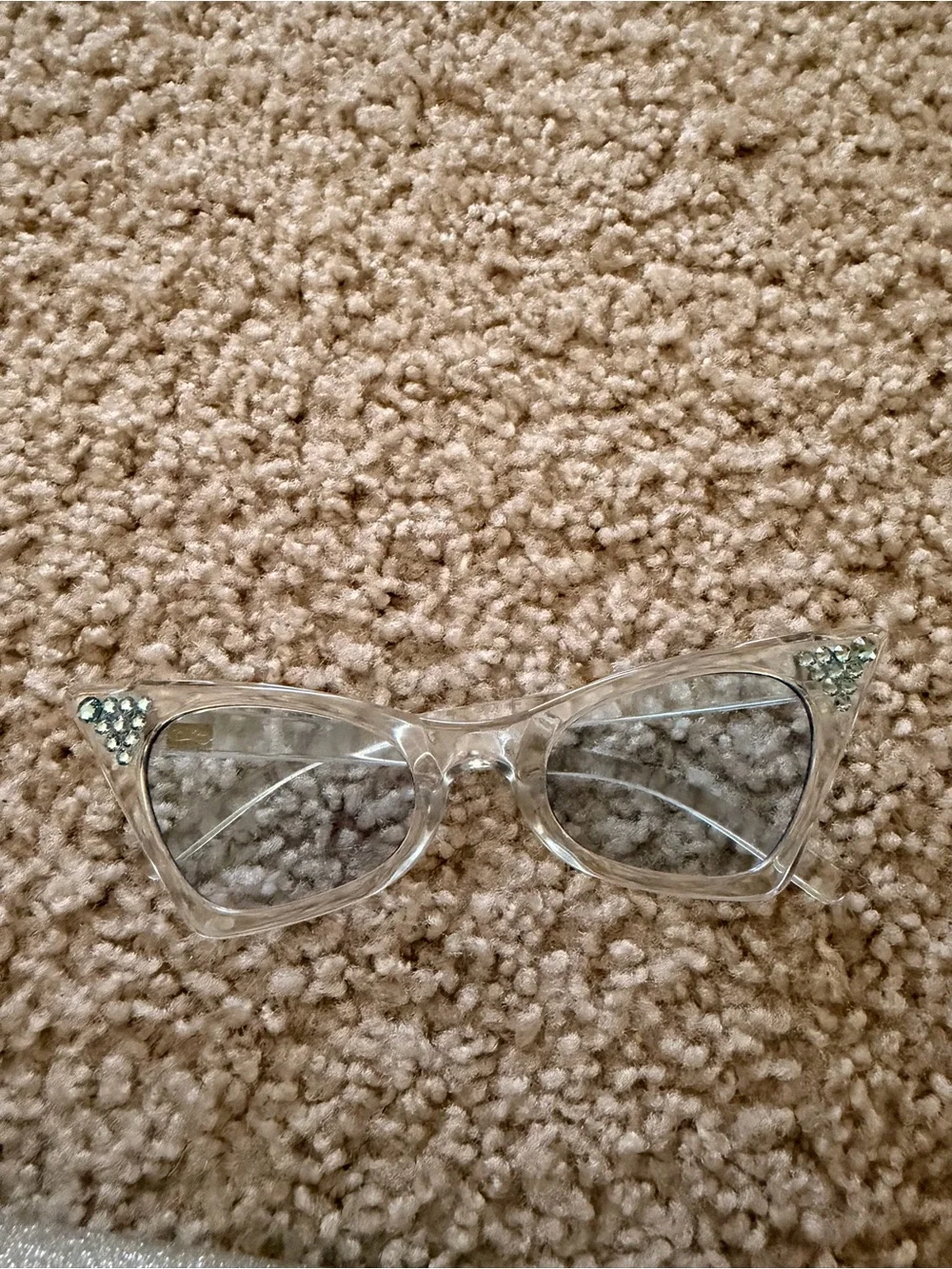 Bari Lynn Clear Cat Eye Sunglasses with Light Blue Lenses
